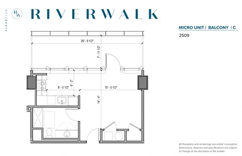 Floor plan for studio, 1 bath, 442 sqft